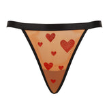 Crystal Heart Mesh Thong | Skin-Tone