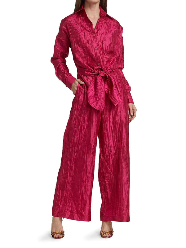 Signature Tie Front Jumpsuit | Fuchsia