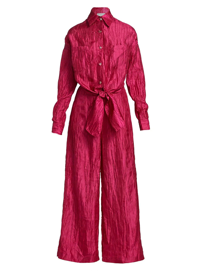 Signature Tie Front Jumpsuit | Fuchsia