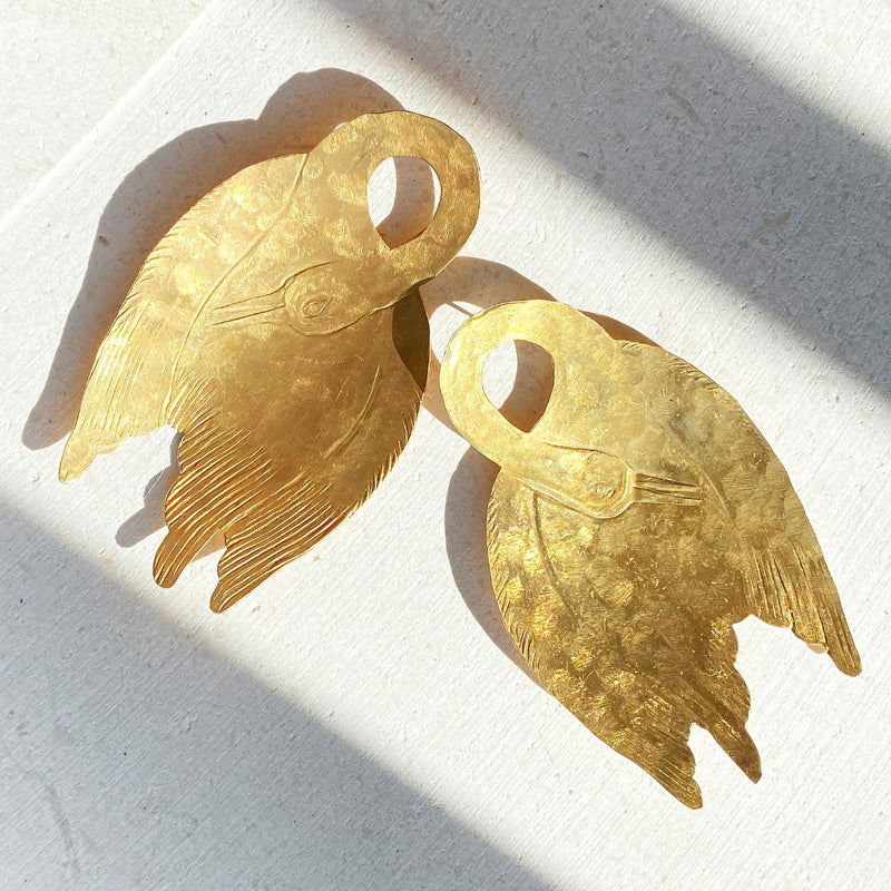 Gold Swan Earrings