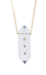 Power Crystal 3 Point White Diamond Necklace