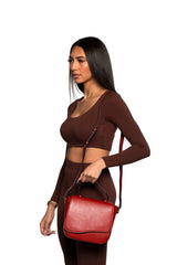 Milan Crossbody Leather Bag in Scarlet