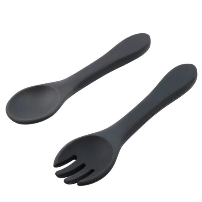 Silicone Spoon and Fork Set (Dark Gray)