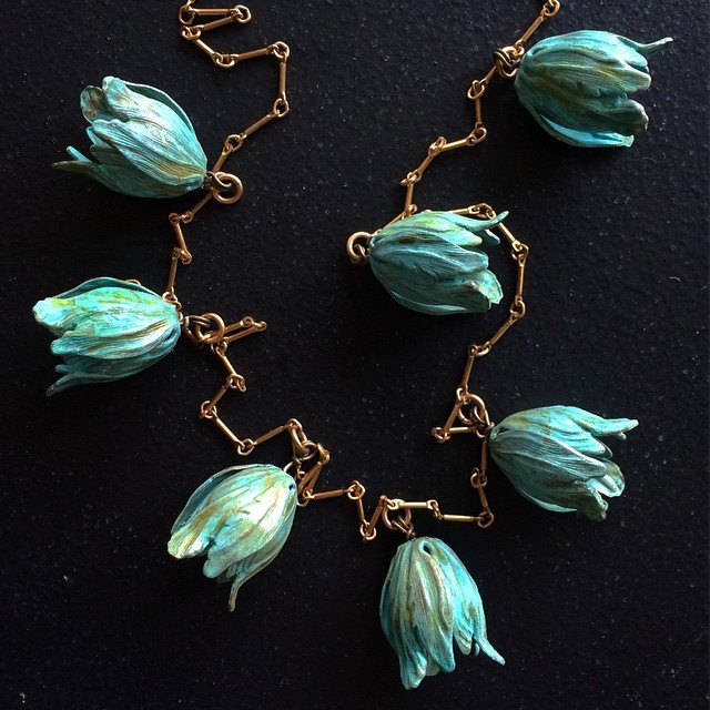 Verdigris Tulip Necklace