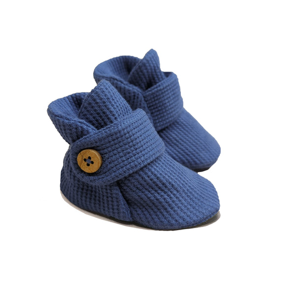 Organic Waffle Baby Booties | Slate