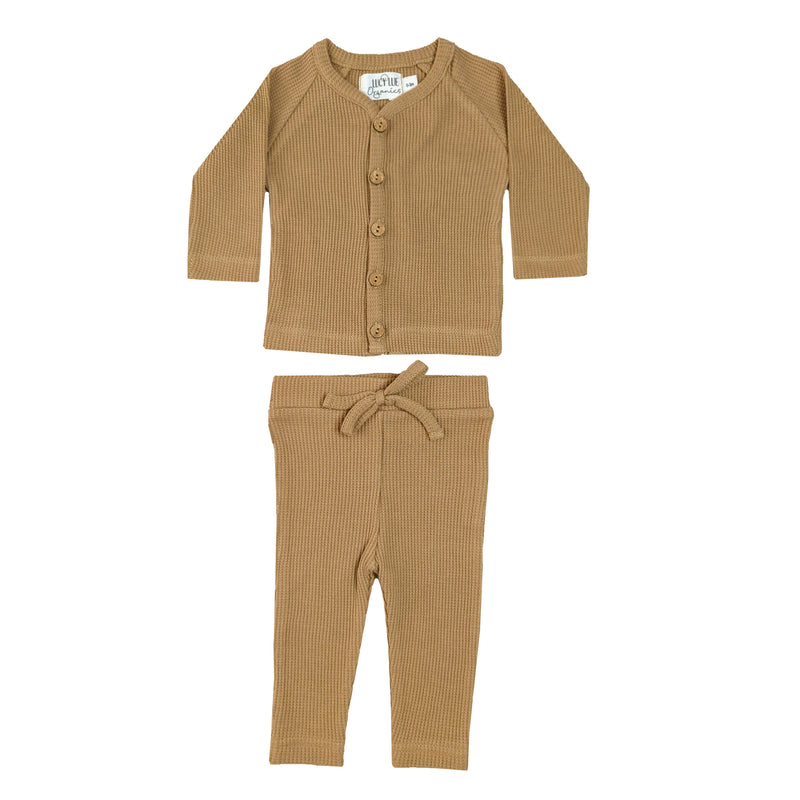 Organic Waffle Newborn Top & Pant Set | Camel