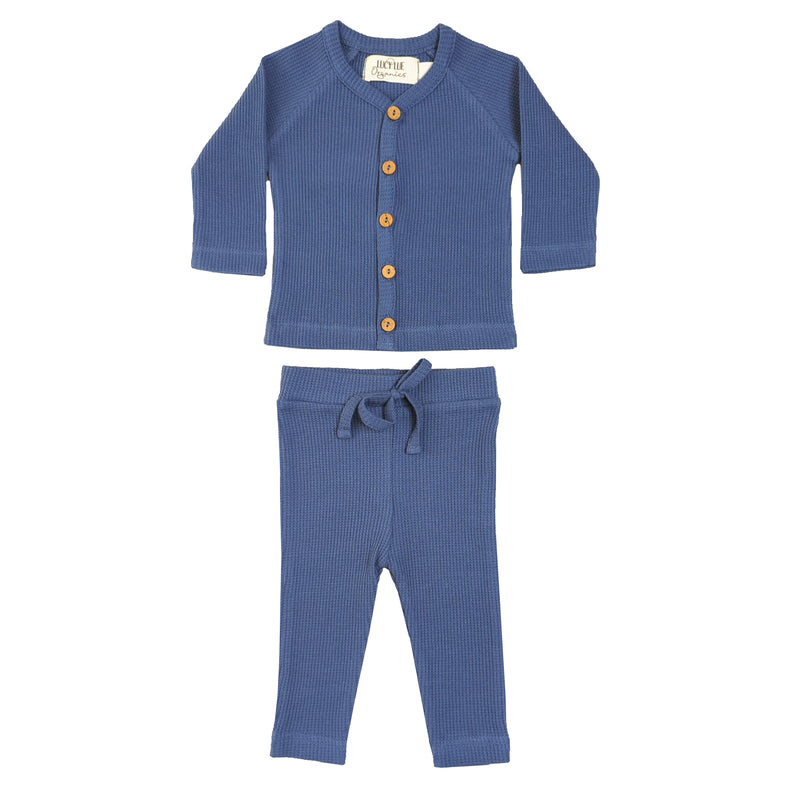 Organic Waffle Newborn Top & Pant Set | Slate