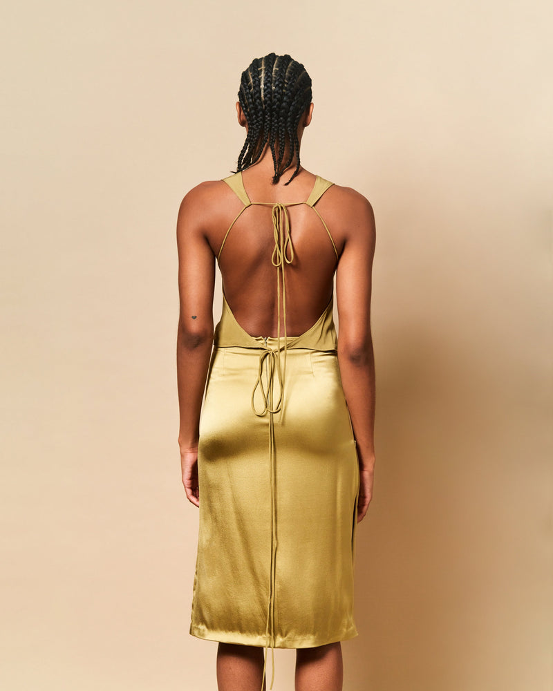 Toni Zipper-Slit Skirt in Moss